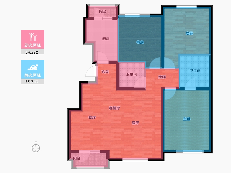 北京-北京市-万科四季花城-106.61-户型库-动静分区