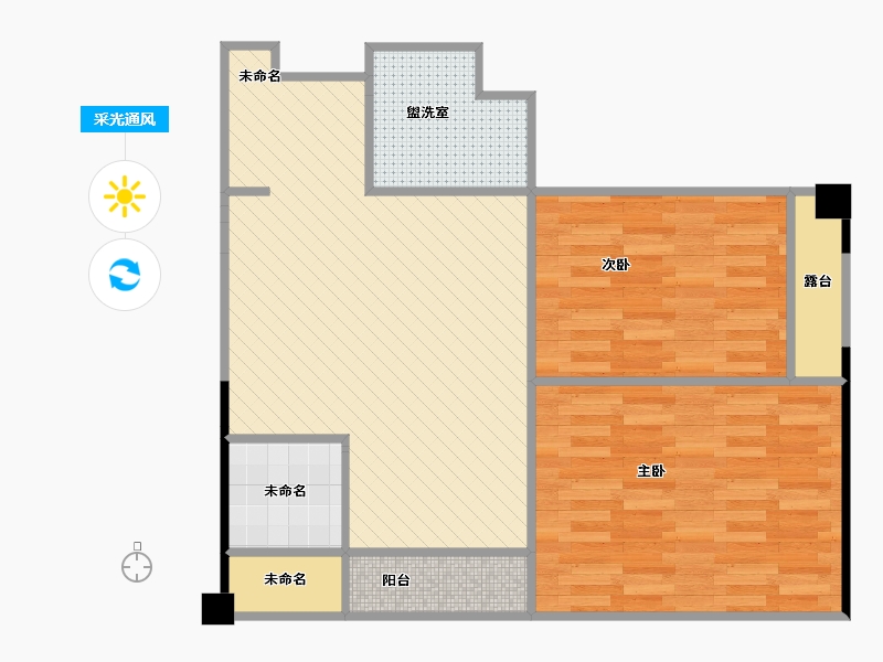 浙江省-嘉兴市-平湖南苑一品A户型75-69.23-户型库-采光通风