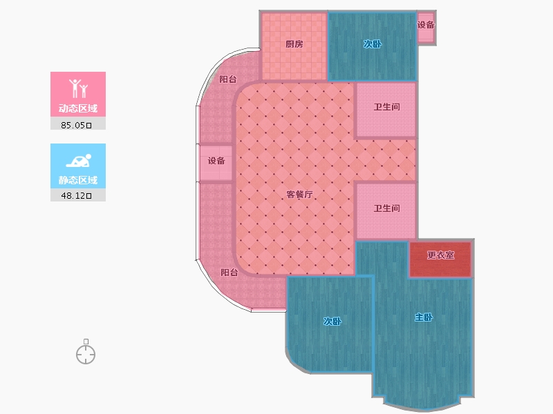 浙江省-嘉兴市-海盐滨海一号b1-134-124.76-户型库-动静分区