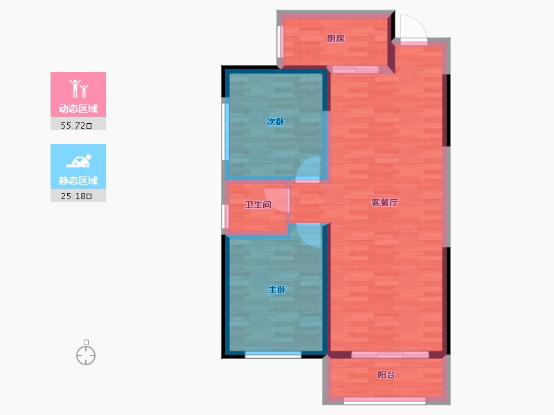 陕西省-宝鸡市-汉强海德公园-72.47-户型库-动静分区