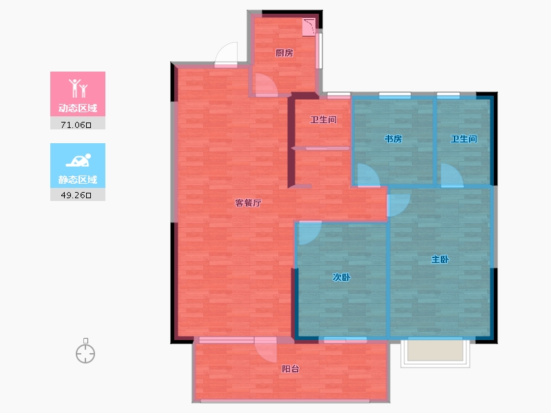 湖北省-鄂州市-吴都阳光-109.99-户型库-动静分区