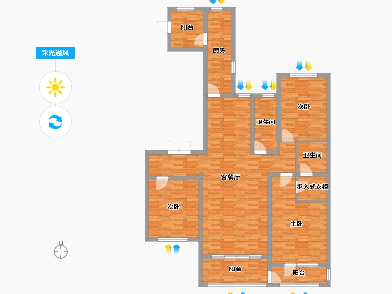 河北省-石家庄市-维多利亚-128.99-户型库-采光通风