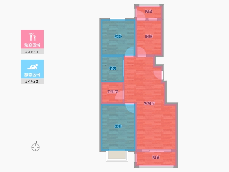 陕西省-榆林市-怀德小区-68.66-户型库-动静分区