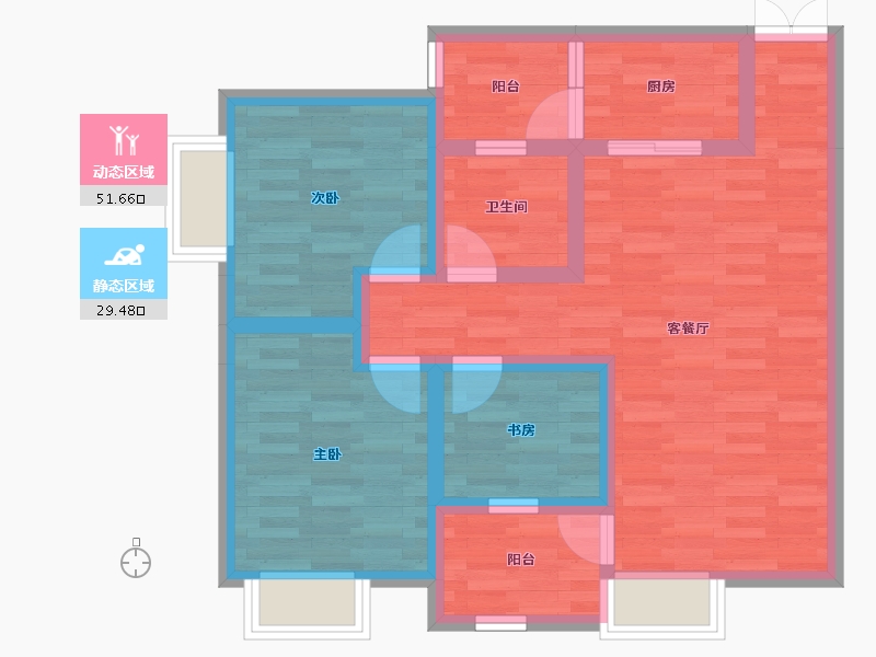 重庆-重庆市-裕安佳园-70.81-户型库-动静分区