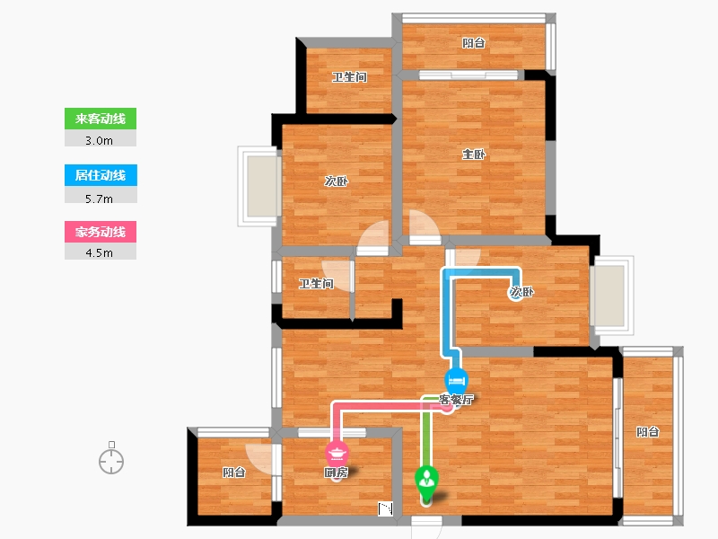 四川省-成都市-翡翠积家-90.92-户型库-动静线