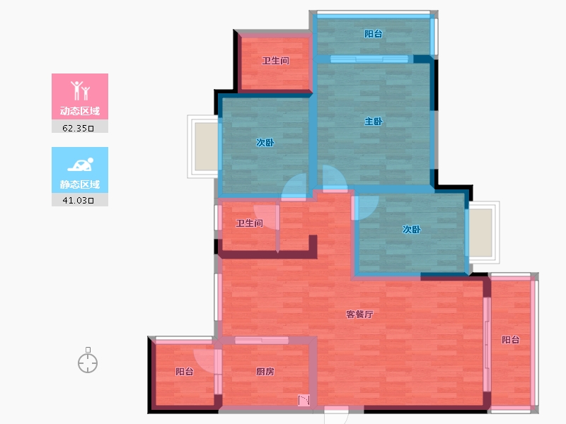 四川省-成都市-翡翠积家-90.92-户型库-动静分区