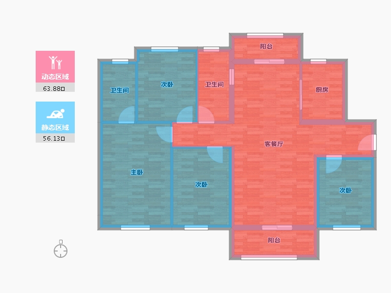 广东省-云浮市-筠城美丽泷江-107.74-户型库-动静分区