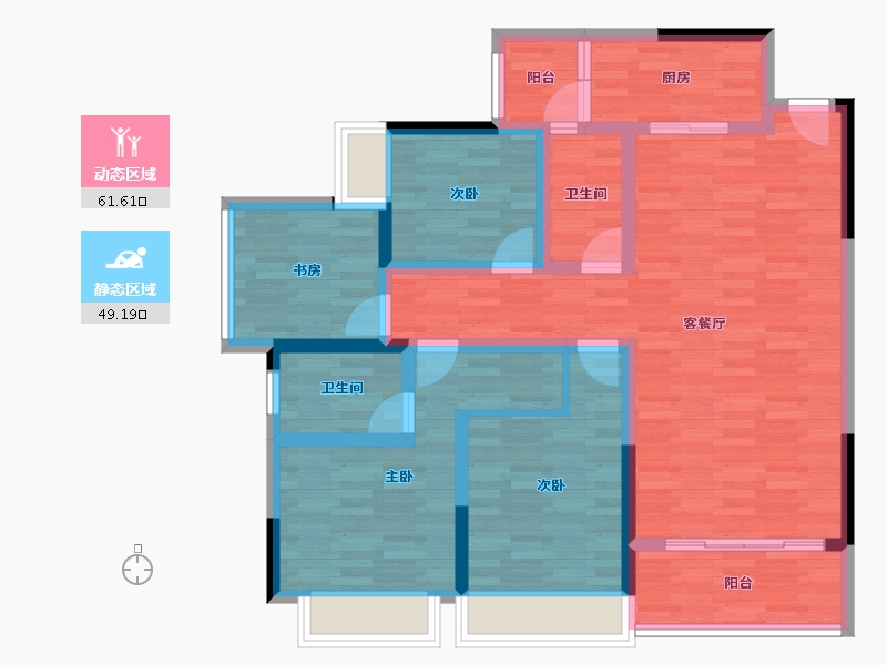 重庆-重庆市-华宇·观澜华府-96.55-户型库-动静分区