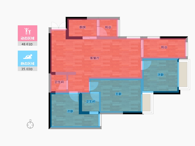 重庆-重庆市-长帆时代公馆-73.33-户型库-动静分区