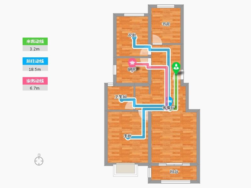 河北省-唐山市-金洋蓝湾-74.25-户型库-动静线