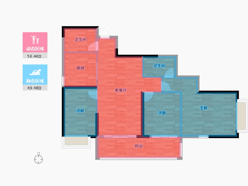 黑龙江省-哈尔滨市-恒大御府-95.83-户型库-动静分区