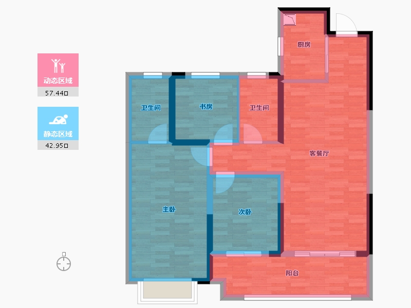 湖北省-武汉市-洺悦华府-89.52-户型库-动静分区