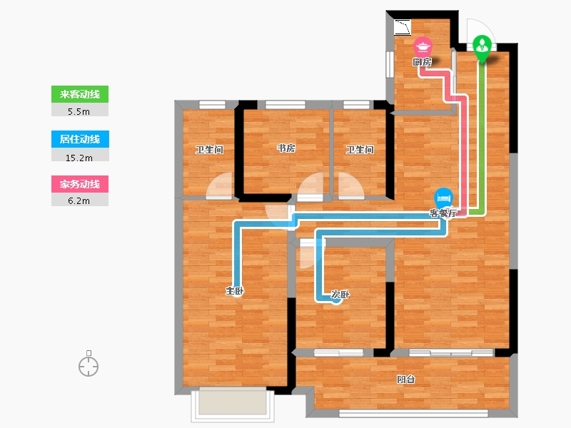 湖北省-武汉市-洺悦华府-89.52-户型库-动静线