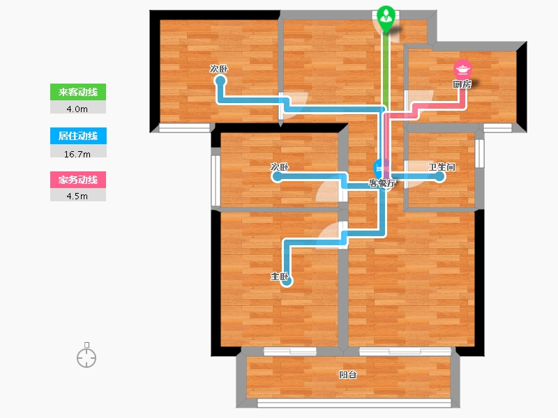 河南省-郑州市-鑫苑国际新城-66.56-户型库-动静线