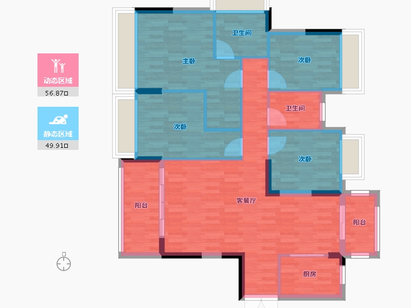 贵州省-六盘水市-合隆柏悦湾-96.19-户型库-动静分区