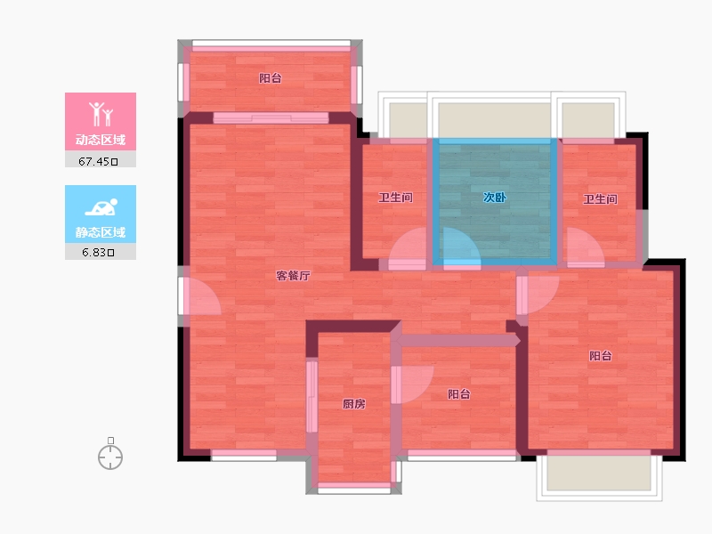 广东省-深圳市-深房翠林苑-64.72-户型库-动静分区