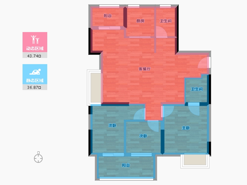 福建省-福州市-钱隆双玺-71.62-户型库-动静分区