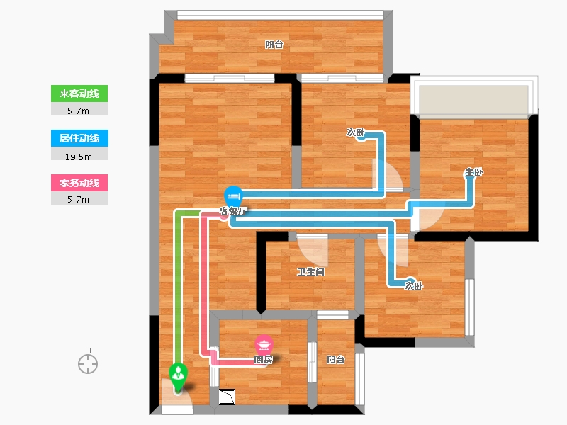 四川省-成都市-凯德卓锦万黛-65.84-户型库-动静线