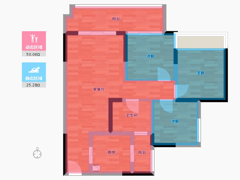 四川省-成都市-凯德卓锦万黛-65.84-户型库-动静分区