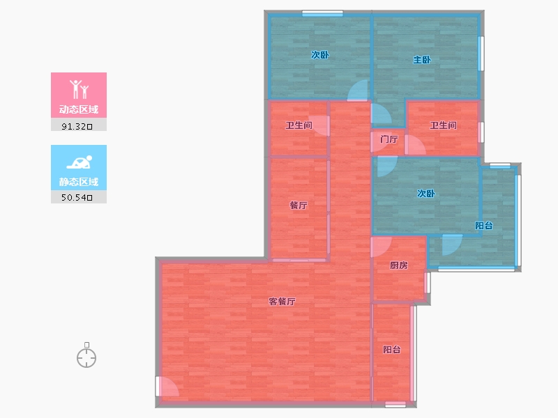 北京-北京市-华澳中心-130.95-户型库-动静分区