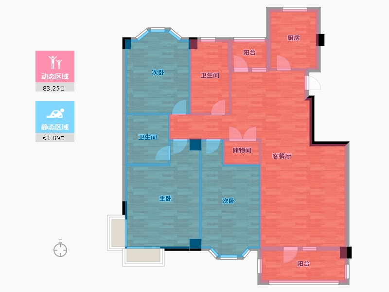 湖北省-武汉市-汉口花园五期-131.95-户型库-动静分区