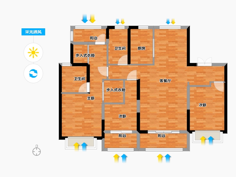 江苏省-南京市-绿地华侨城海珀滨江-116.35-户型库-采光通风