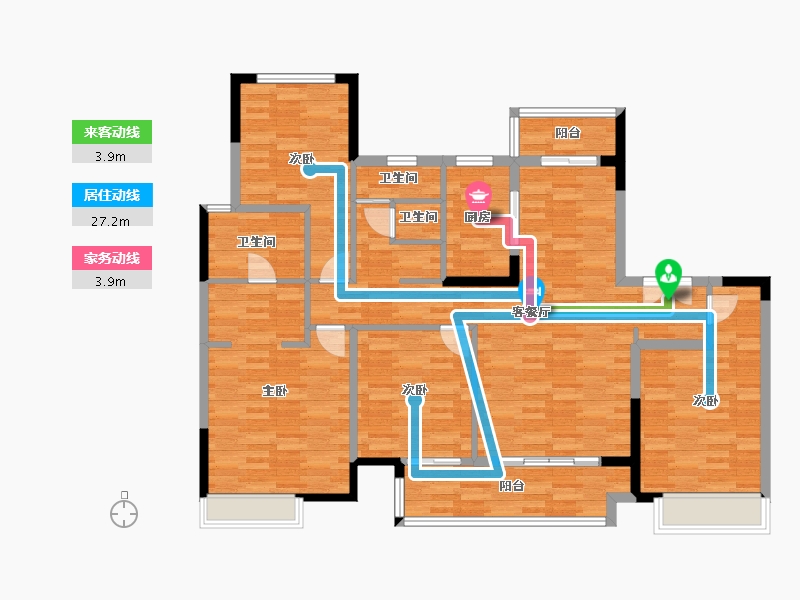 湖南省-长沙市-恒基旭辉湖山赋-120.01-户型库-动静线