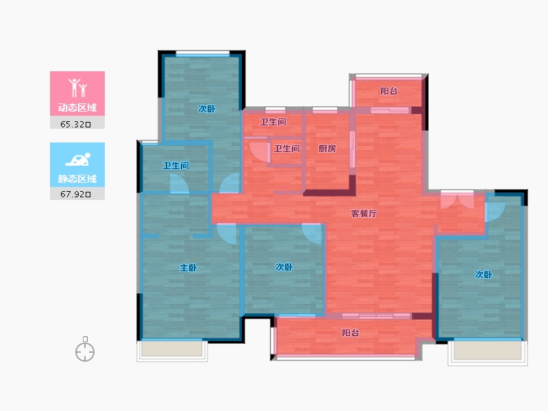 湖南省-长沙市-恒基旭辉湖山赋-120.01-户型库-动静分区