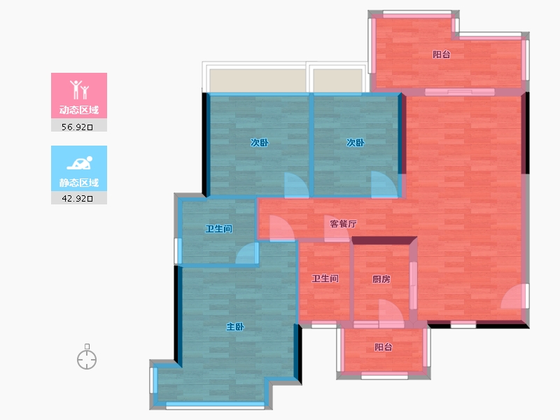 广东省-清远市-东域嘉园-89.51-户型库-动静分区