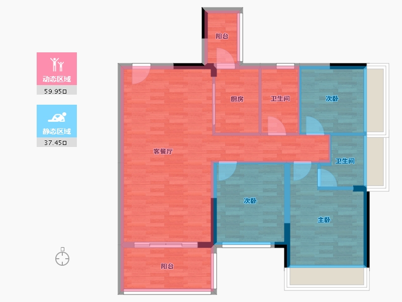 广东省-湛江市-福祥花园-87.62-户型库-动静分区