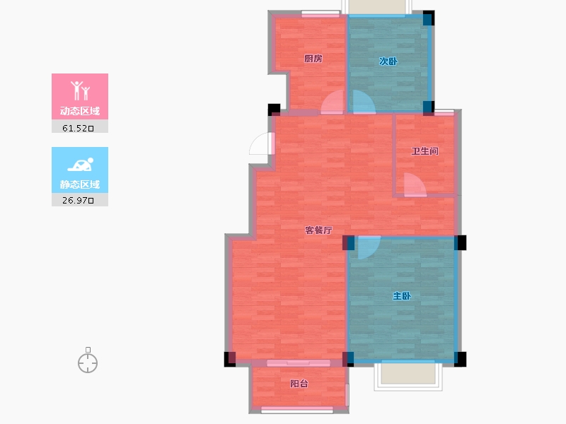 浙江省-宁波市-钟山香榭湾-80.87-户型库-动静分区