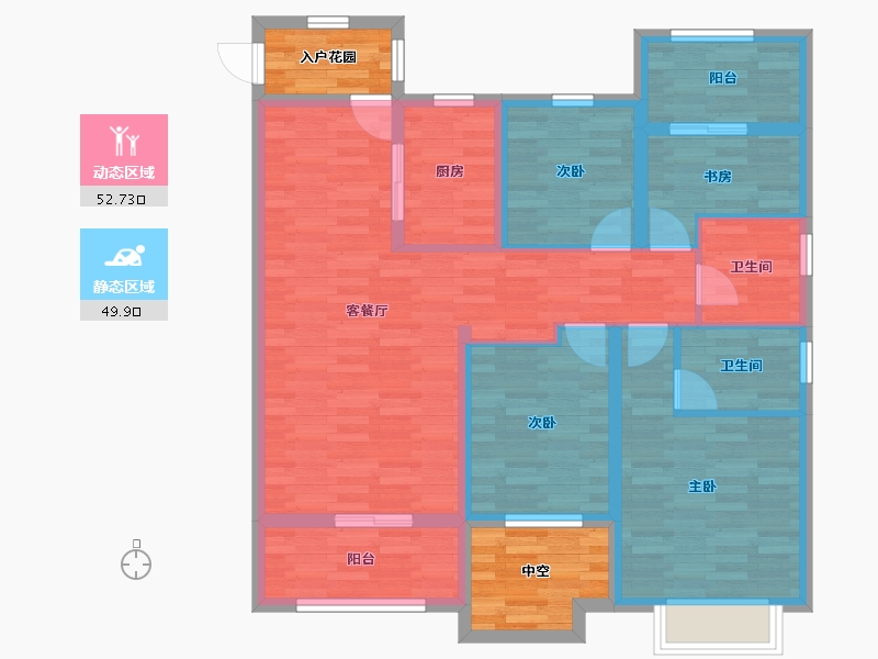 陕西省-西安市-中南樾府-99.39-户型库-动静分区