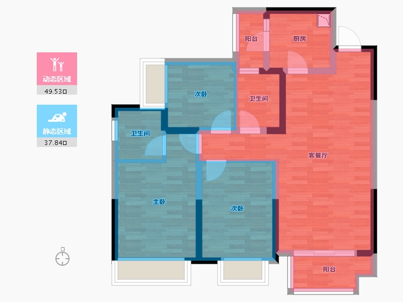 四川省-成都市-炎华置信花千集-76.89-户型库-动静分区