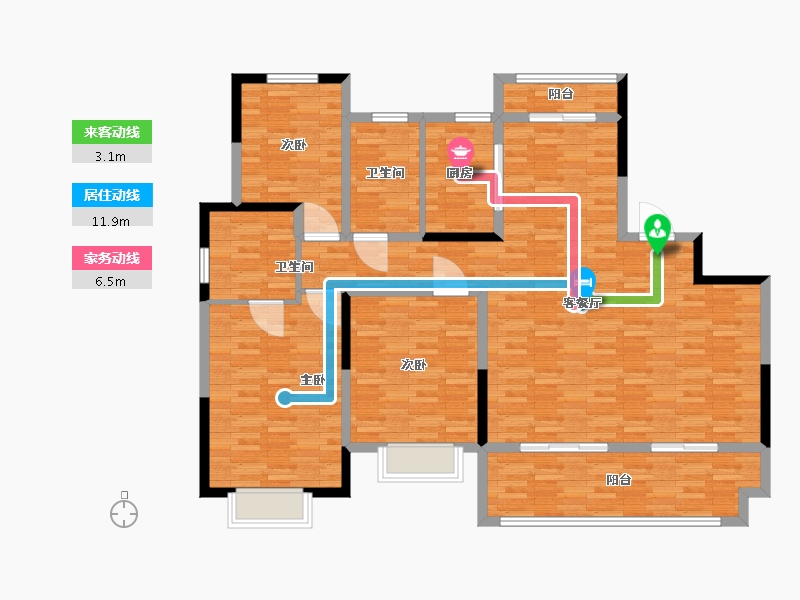 浙江省-嘉兴市-雅居乐金茂中央公园-136.01-户型库-动静线