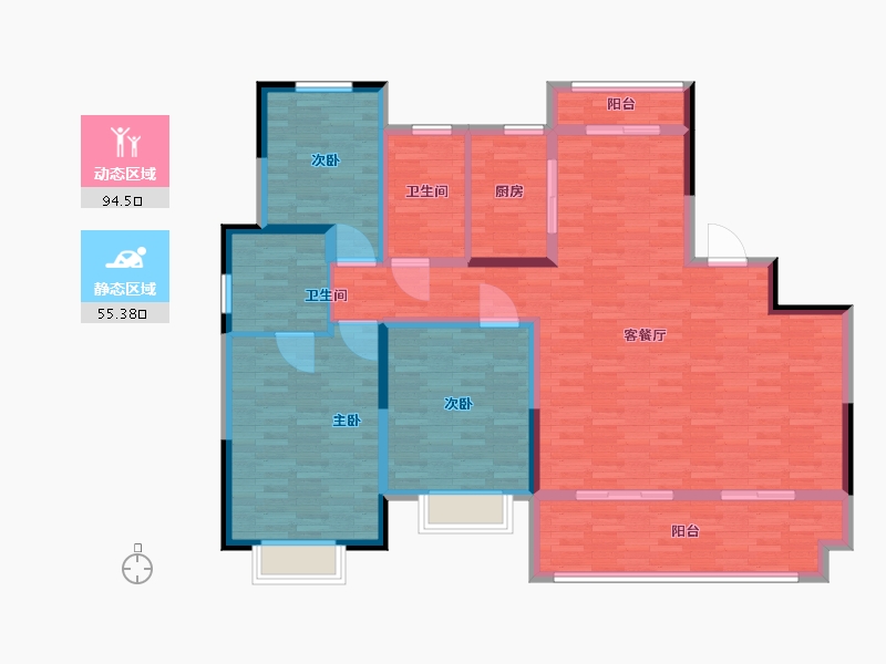 浙江省-嘉兴市-雅居乐金茂中央公园-136.01-户型库-动静分区