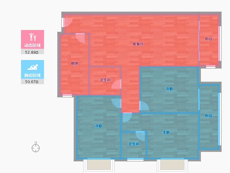 陕西省-西安市-荣民时代广场-94.50-户型库-动静分区