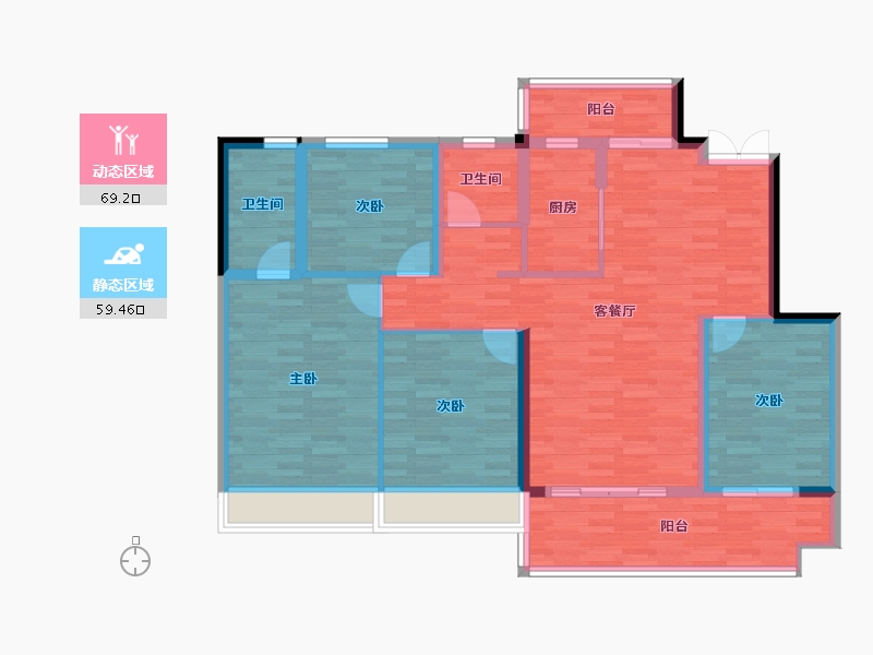 河南省-平顶山市-常绿·林溪天悦-116.01-户型库-动静分区