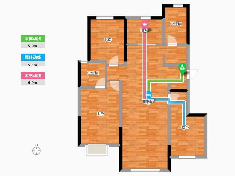 内蒙古自治区-呼和浩特市-华润置地幸福里-96.08-户型库-动静线