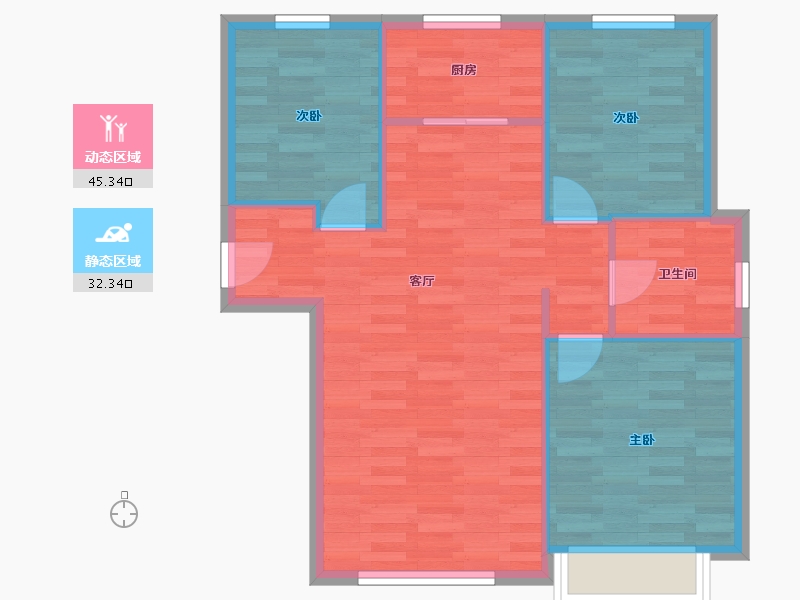 宁夏回族自治区-银川市-新荣华家园二区-71.00-户型库-动静分区