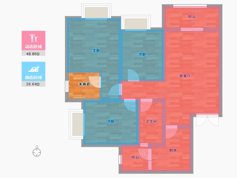 重庆-重庆市-龙湖两江新宸-78.76-户型库-动静分区