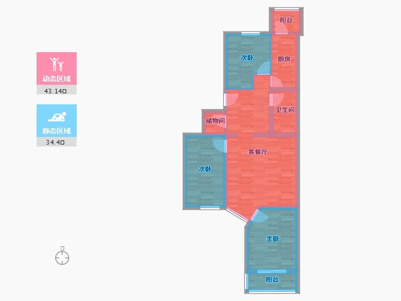 北京-北京市-永华北里-67.87-户型库-动静分区