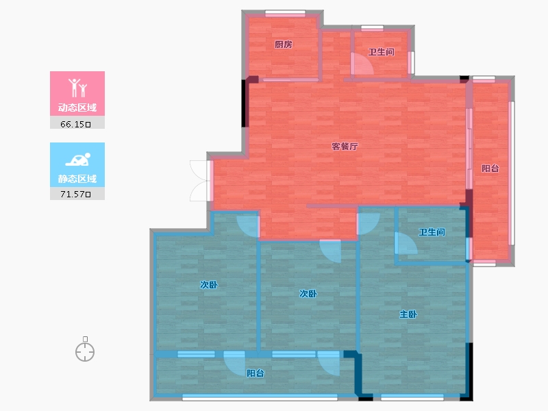 浙江省-宁波市-蓝园-125.84-户型库-动静分区