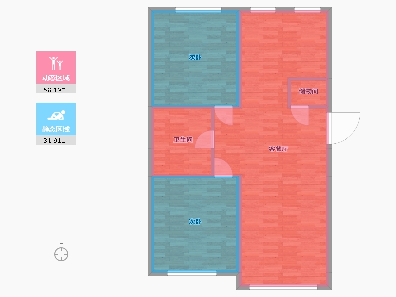 内蒙古自治区-呼伦贝尔市-世纪金城二期-82.45-户型库-动静分区