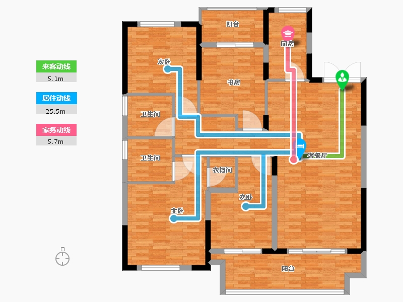 江苏省-泰州市-泰公馆-125.01-户型库-动静线