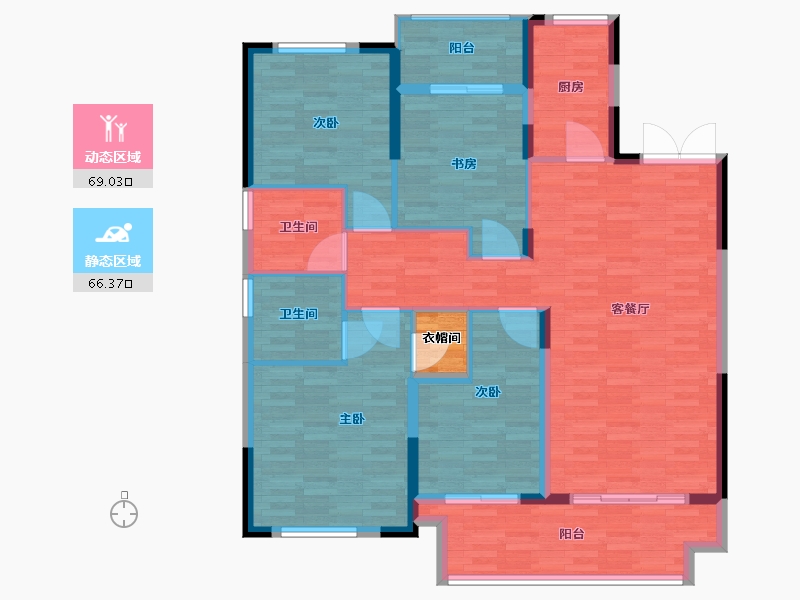 江苏省-泰州市-泰公馆-125.01-户型库-动静分区