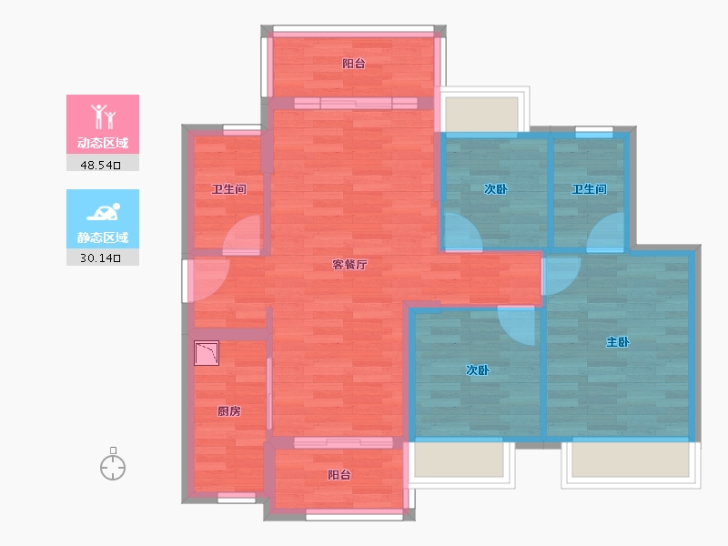 广东省-江门市-时代春树里-69.61-户型库-动静分区