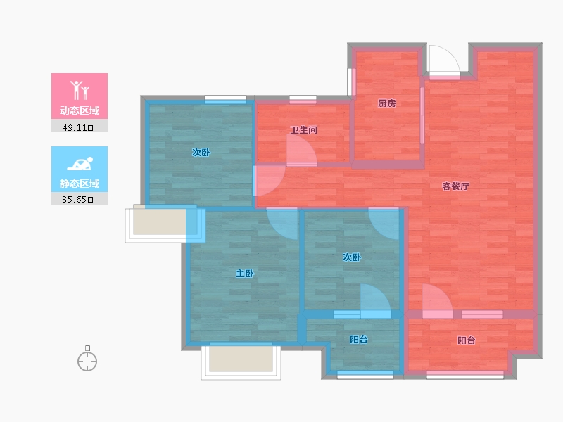 湖北省-襄阳市-东津世纪城20区-75.37-户型库-动静分区