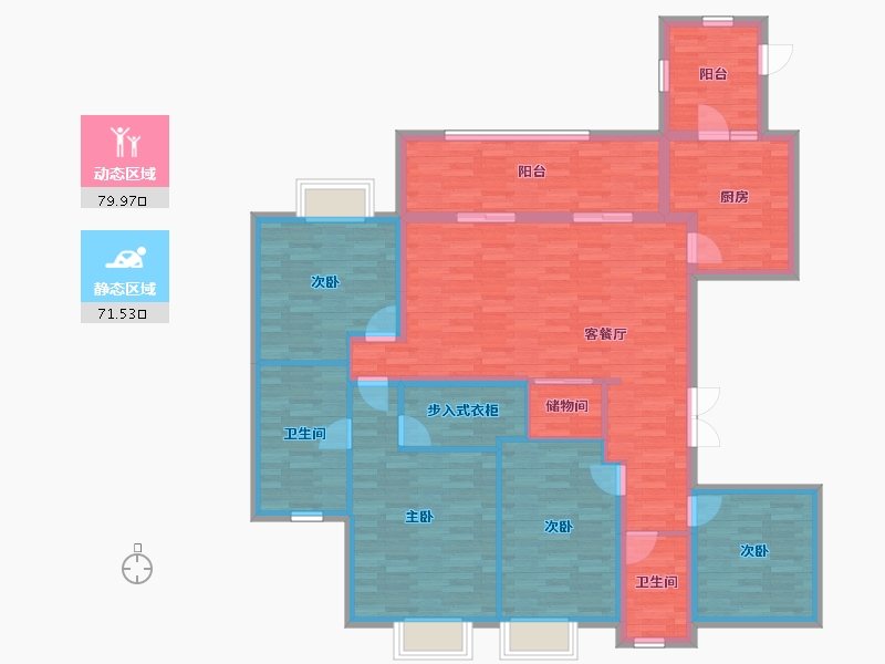 四川省-成都市-仁恒滨河湾-136.72-户型库-动静分区