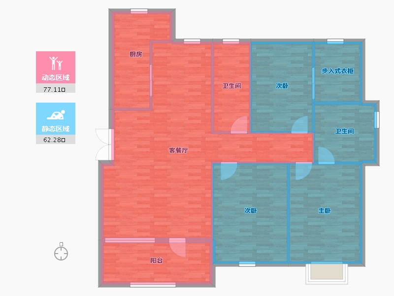 辽宁省-营口市-帝景豪园-128.13-户型库-动静分区