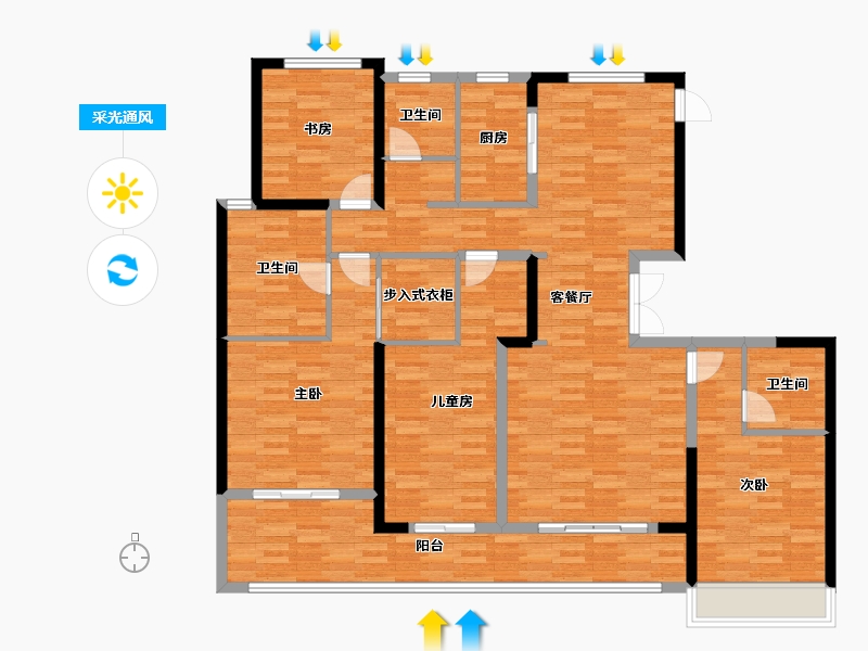 浙江省-温州市-学院十一峯-144.38-户型库-采光通风